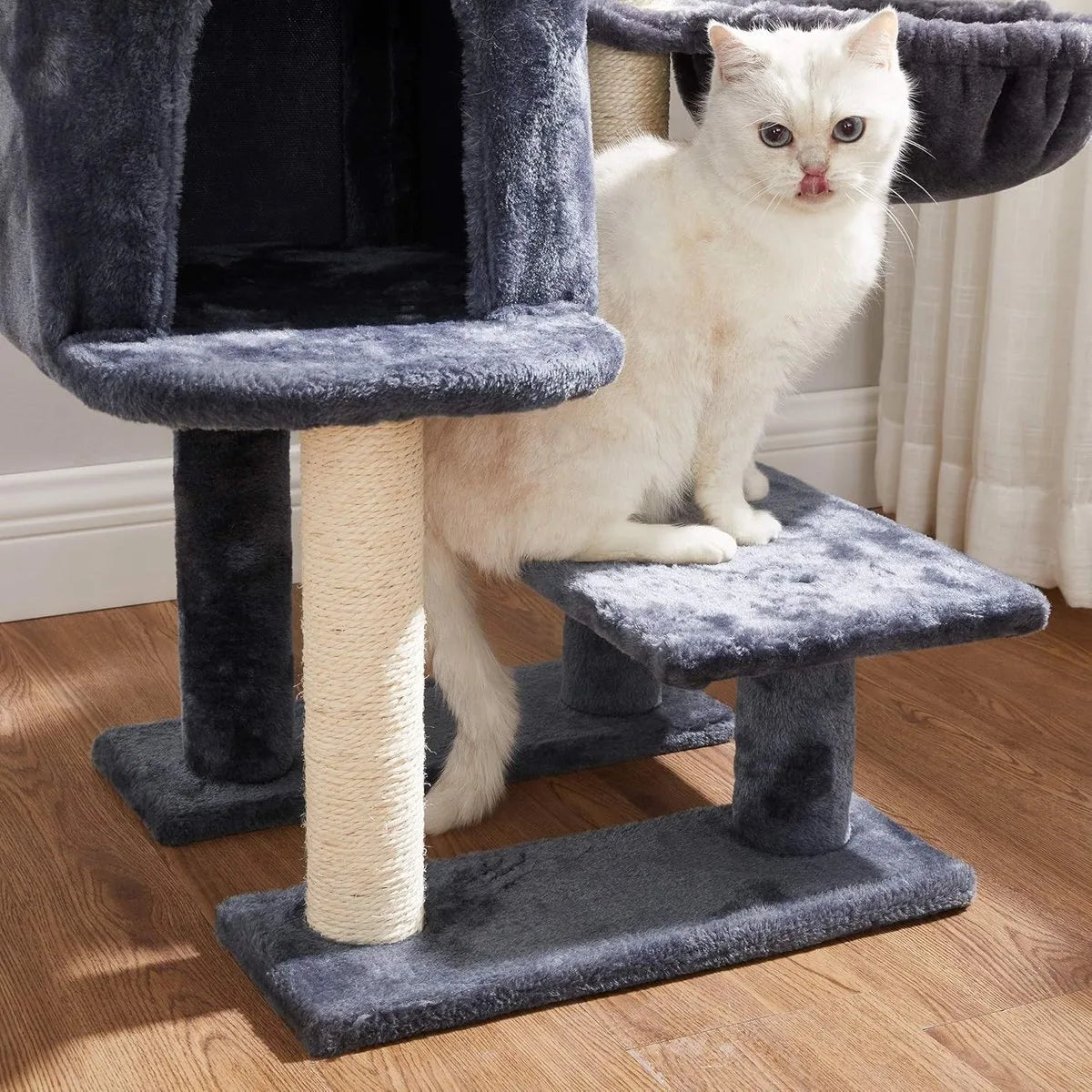FurnStar - Krabpaal - Klein Kattenappartement 84 cm - Kattentoren - Lichtgrijs – Grijs