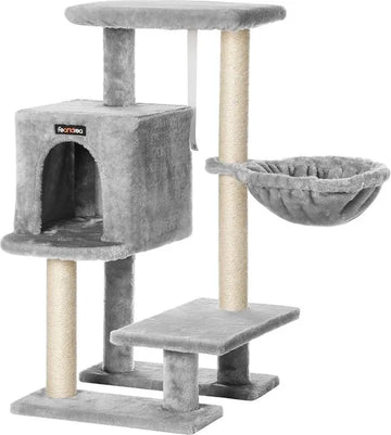 FurnStar - Krabpaal - Klein Kattenappartement 84 cm - Kattentoren - Lichtgrijs