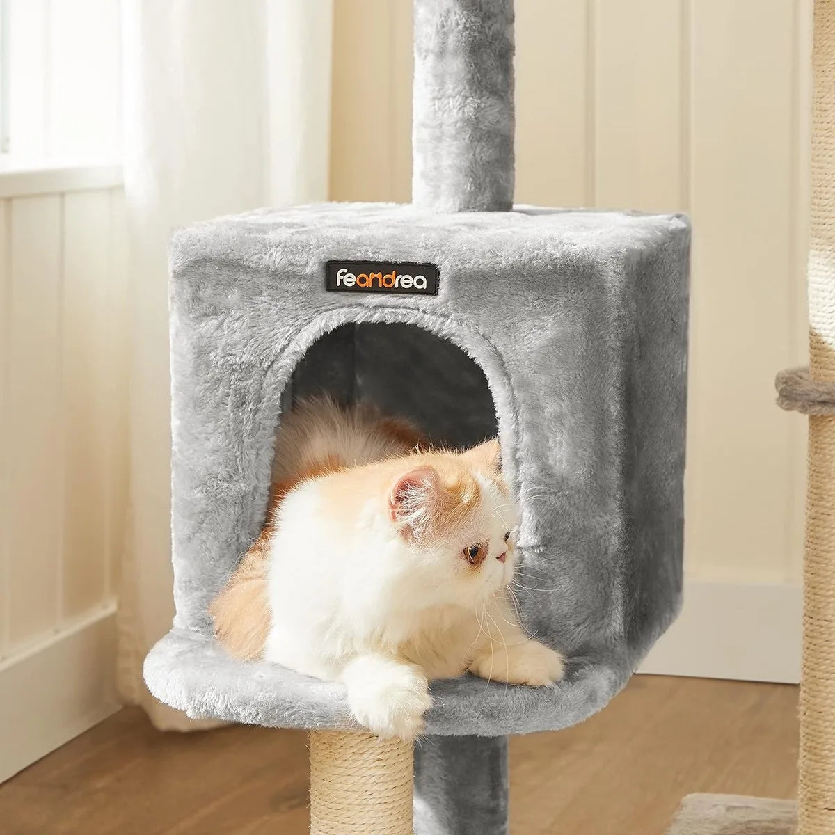 FurnStar - Krabpaal - Klein Kattenappartement 84 cm - Kattentoren - Lichtgrijs