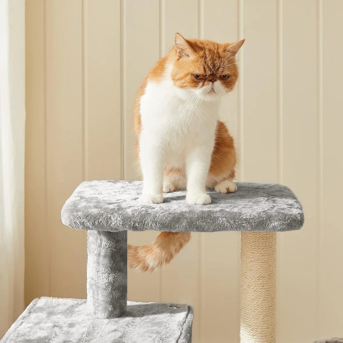 FurnStar - Krabpaal - Klein Kattenappartement 84 cm - Kattentoren - Lichtgrijs