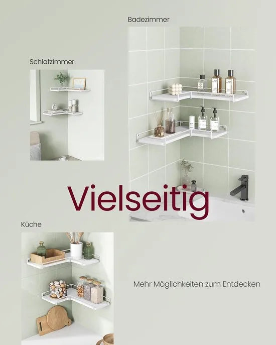 Furnstar - L-vormig hoekrek - Set van 2 - Wandrek - Industrieel design - Voor woonkamer slaapkamer keuken - Vintage bruin zwart – Wolkenwit