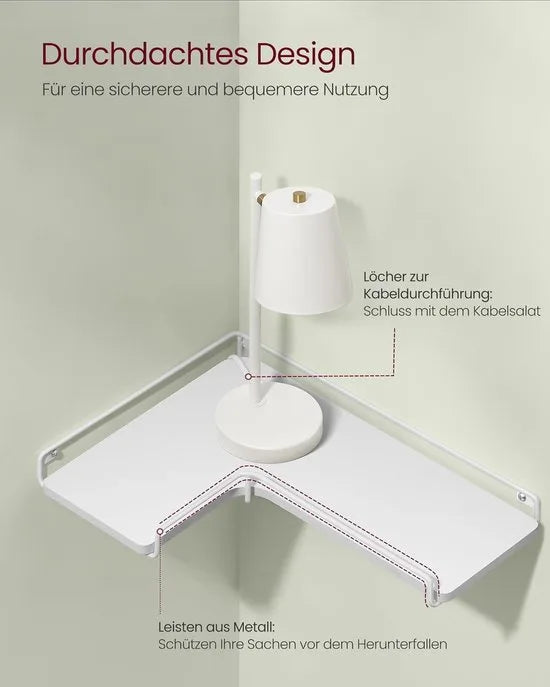 Furnstar - L-vormig hoekrek - Set van 2 - Wandrek - Industrieel design - Voor woonkamer slaapkamer keuken - Vintage bruin zwart – Wolkenwit