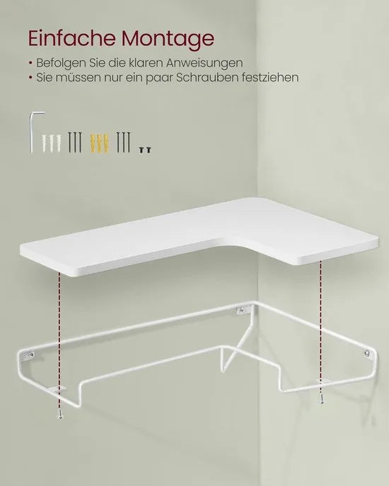 Furnstar - L-vormig hoekrek - Set van 2 - Wandrek - Industrieel design - Voor woonkamer slaapkamer keuken - Vintage bruin zwart – Wolkenwit