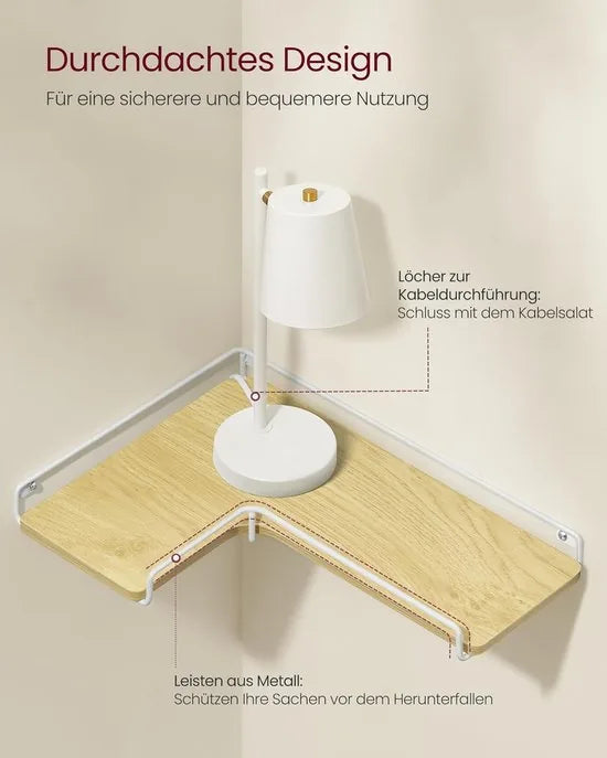 Furnstar - L-vormig hoekrek - Set van 2 - Wandrek - Industrieel design - Voor woonkamer slaapkamer keuken - Vintage bruin zwart – Natuurlijk eiken wolkenwit