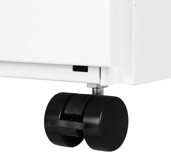 FurnStar - Metalen Ladekast op Wielen - Mobiele Archiefkast - Afsluitbaar - 3 Laden met Inzet - Compacte Printtafel - Voorgemonteerd - Voor Kantoor & Thuis - 40 x 30 x 54 cm - Wolkenwit