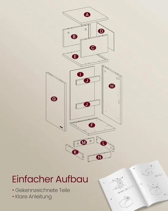 Furnstar - Nachtkastje - Smal - Bijzettafel met 2 laden - Open vak links of rechts monteerbaar - Voor slaapkamer en woonkamer - Ebbenzwart – Furnstar Set van 2 Ebbenzwart (2794)