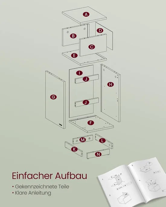 Furnstar - Nachtkastje - Smal - Bijzettafel met 2 laden - Open vak links of rechts monteerbaar - Voor slaapkamer en woonkamer - Ebbenzwart – Furnstar Wolkenwit (2800)