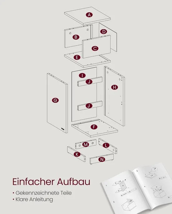 Furnstar - Nachtkastje - Smal - Bijzettafel met 2 laden - Open vak links of rechts monteerbaar - Voor slaapkamer en woonkamer - Ebbenzwart – Model 1