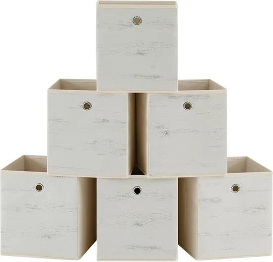 FurnStar - Opbergdoos - Set van 6 - Opbergdozen - Vliesstof - Vouwdoos - 30 x 30 x 30 cm - Stoffen Doos - Voor Kubusplank - Organizer voor Kleding - Mistgrijs – 26 x 26 x 28cm