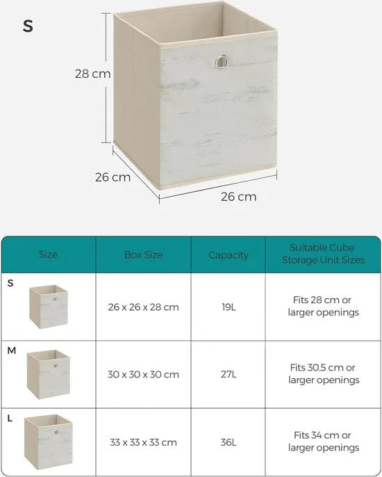 FurnStar - Opbergdoos - Set van 6 - Opbergdozen - Vliesstof - Vouwdoos - 30 x 30 x 30 cm - Stoffen Doos - Voor Kubusplank - Organizer voor Kleding - Mistgrijs – 26 x 26 x 28cm