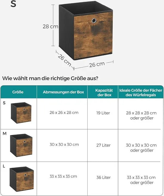 FurnStar - Opbergdoos - Set van 6 - Opbergdozen - Vliesstof - Vouwdoos - 30 x 30 x 30 cm - Stoffen Doos - Voor Kubusplank - Organizer voor Kleding - Mistgrijs – 26 x 26 x 28cm