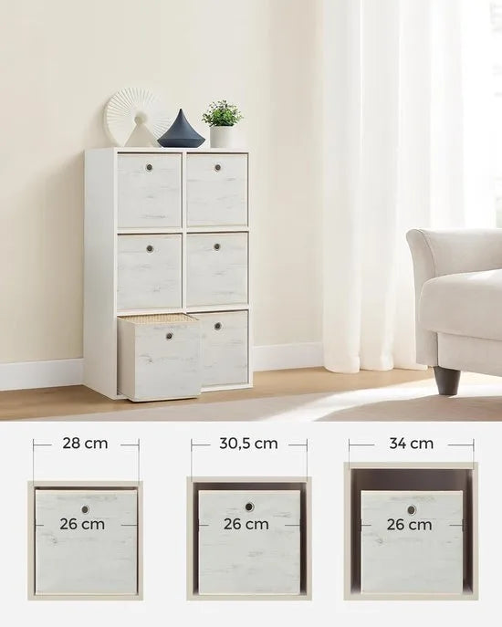 FurnStar - Opbergdoos - Set van 6 - Opbergdozen - Vliesstof - Vouwdoos - 30 x 30 x 30 cm - Stoffen Doos - Voor Kubusplank - Organizer voor Kleding - Mistgrijs – 26 x 26 x 28cm