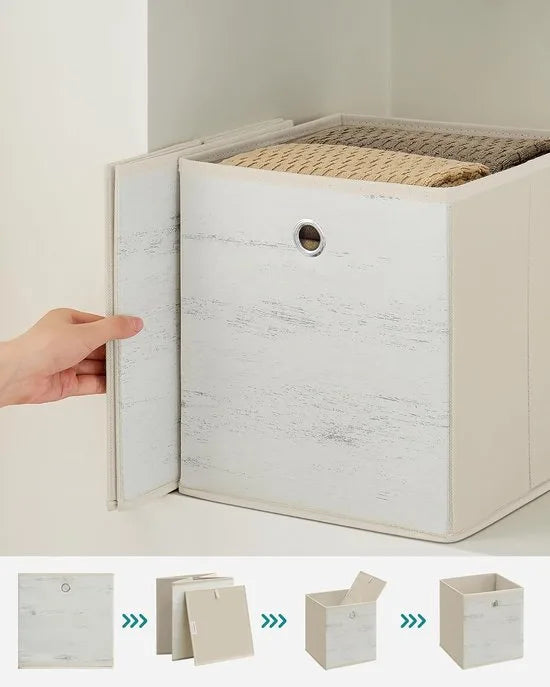 FurnStar - Opbergdoos - Set van 6 - Opbergdozen - Vliesstof - Vouwdoos - 30 x 30 x 30 cm - Stoffen Doos - Voor Kubusplank - Organizer voor Kleding - Mistgrijs – 26 x 26 x 28cm