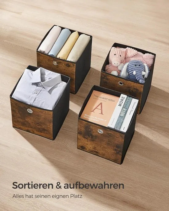 FurnStar - Opbergdoos - Set van 6 - Opbergdozen - Vliesstof - Vouwdoos - 30 x 30 x 30 cm - Stoffen Doos - Voor Kubusplank - Organizer voor Kleding - Mistgrijs – 26 x 26 x 28cm