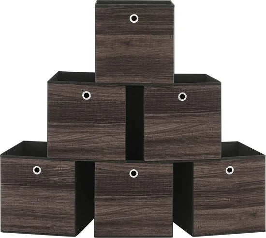 FurnStar - Opbergdoos - Set van 6 - Opbergdozen - Vliesstof - Vouwdoos - 30 x 30 x 30 cm - Stoffen Doos - Voor Kubusplank - Organizer voor Kleding - Mistgrijs – 30 x 30 x 30cm