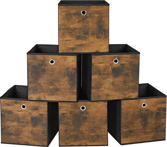 FurnStar - Opbergdoos - Set van 6 - Opbergdozen - Vliesstof - Vouwdoos - 30 x 30 x 30 cm - Stoffen Doos - Voor Kubusplank - Organizer voor Kleding - Mistgrijs – 30 x 30 x 30cm