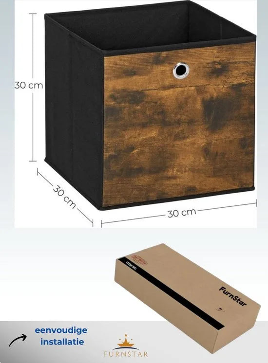 FurnStar - Opbergdoos - Set van 6 - Opbergdozen - Vliesstof - Vouwdoos - 30 x 30 x 30 cm - Stoffen Doos - Voor Kubusplank - Organizer voor Kleding - Mistgrijs – 30 x 30 x 30cm