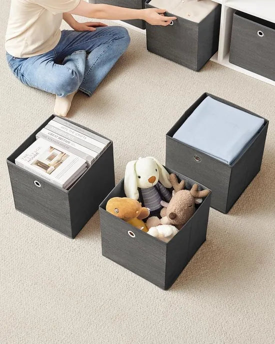 FurnStar - Opbergdoos - Set van 6 - Opbergdozen - Vliesstof - Vouwdoos - 30 x 30 x 30 cm - Stoffen Doos - Voor Kubusplank - Organizer voor Kleding - Mistgrijs