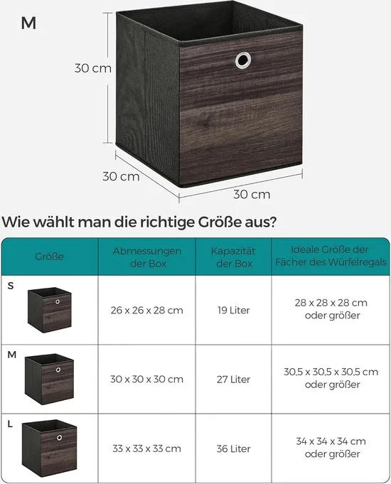FurnStar - Opbergdoos - Set van 6 - Opbergdozen - Vliesstof - Vouwdoos - 30 x 30 x 30 cm - Stoffen Doos - Voor Kubusplank - Organizer voor Kleding - Mistgrijs – 30 x 30 x 30cm