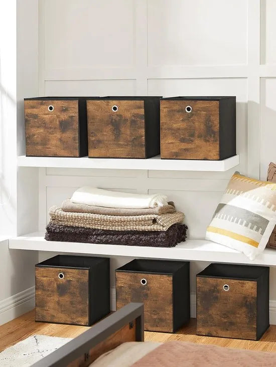 FurnStar - Opbergdoos - Set van 6 - Opbergdozen - Vliesstof - Vouwdoos - 30 x 30 x 30 cm - Stoffen Doos - Voor Kubusplank - Organizer voor Kleding - Mistgrijs – 30 x 30 x 30cm