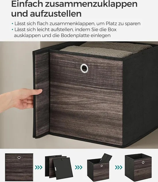 FurnStar - Opbergdoos - Set van 6 - Opbergdozen - Vliesstof - Vouwdoos - 30 x 30 x 30 cm - Stoffen Doos - Voor Kubusplank - Organizer voor Kleding - Mistgrijs – 30 x 30 x 30cm