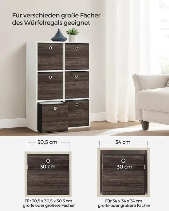 FurnStar - Opbergdoos - Set van 6 - Opbergdozen - Vliesstof - Vouwdoos - 30 x 30 x 30 cm - Stoffen Doos - Voor Kubusplank - Organizer voor Kleding - Mistgrijs – 30 x 30 x 30cm