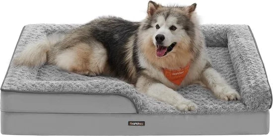 FurnStar - Orthopedisch hondenbed voor grote honden - Waterdichte hondenbank met afneembare pluche overtrek - 122 x 89 x 18 cm - Grijs – Duifgrijs 106 x 81 x 18cm 106 x 81 x 18 cm Duifgrijs (1933)