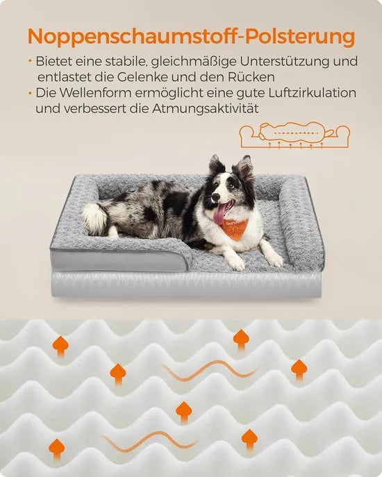 FurnStar - Orthopedisch hondenbed voor grote honden - Waterdichte hondenbank met afneembare pluche overtrek - 122 x 89 x 18 cm - Grijs – Duifgrijs 106 x 81 x 18cm 106 x 81 x 18 cm Duifgrijs (1889)