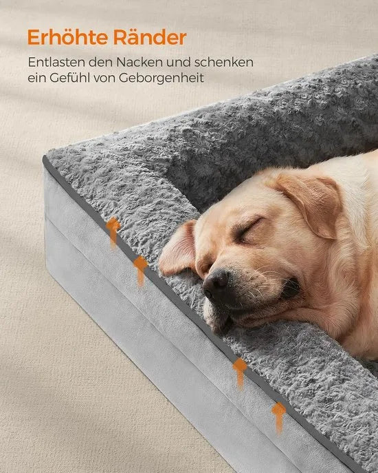 FurnStar - Orthopedisch hondenbed voor grote honden - Waterdichte hondenbank met afneembare pluche overtrek - 122 x 89 x 18 cm - Grijs – Duifgrijs 106 x 81 x 18cm 106 x 81 x 18 cm Duifgrijs (1933)