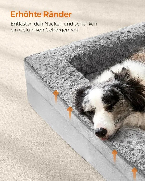 FurnStar - Orthopedisch hondenbed voor grote honden - Waterdichte hondenbank met afneembare pluche overtrek - 122 x 89 x 18 cm - Grijs – Duifgrijs 106 x 81 x 18cm 106 x 81 x 18 cm Duifgrijs (1889)