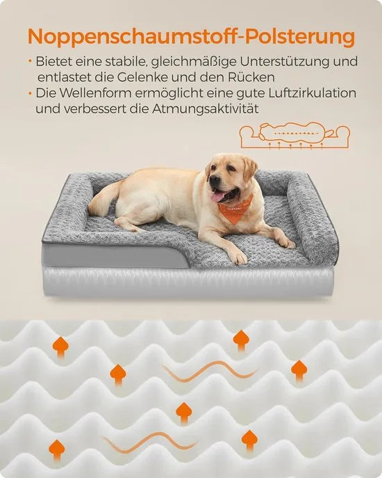 FurnStar - Orthopedisch hondenbed voor grote honden - Waterdichte hondenbank met afneembare pluche overtrek - 122 x 89 x 18 cm - Grijs – Duifgrijs 106 x 81 x 18cm 106 x 81 x 18 cm Duifgrijs (1933)