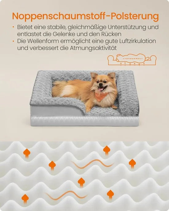 FurnStar - Orthopedisch hondenbed voor kleine honden - waterdichte hondenbank met afneembare pluche overtrek - 71 x 58 x 16 cm - duifgrijs