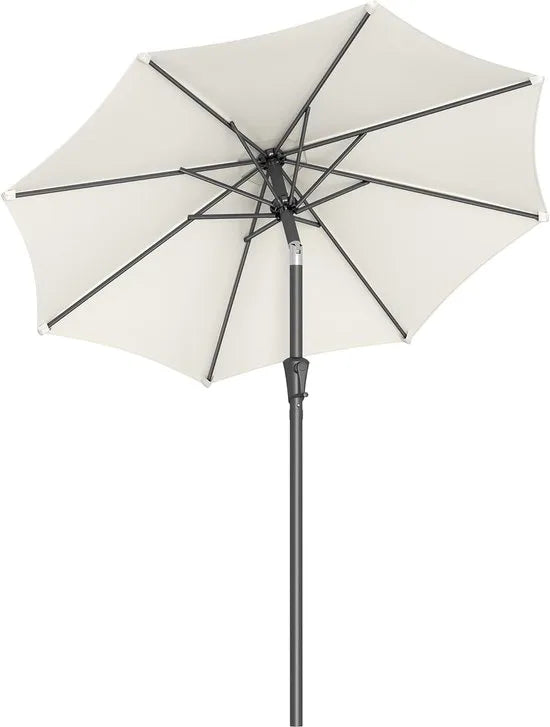 FurnStar - Parasol 210 cm - UPF 50+ - Strandscherm - Aan beide zijden 30° knikbaar - Zonwering - Met zwengel om te openen/sluiten - Voor terras, balkon, zwembad - Grijs – Beige