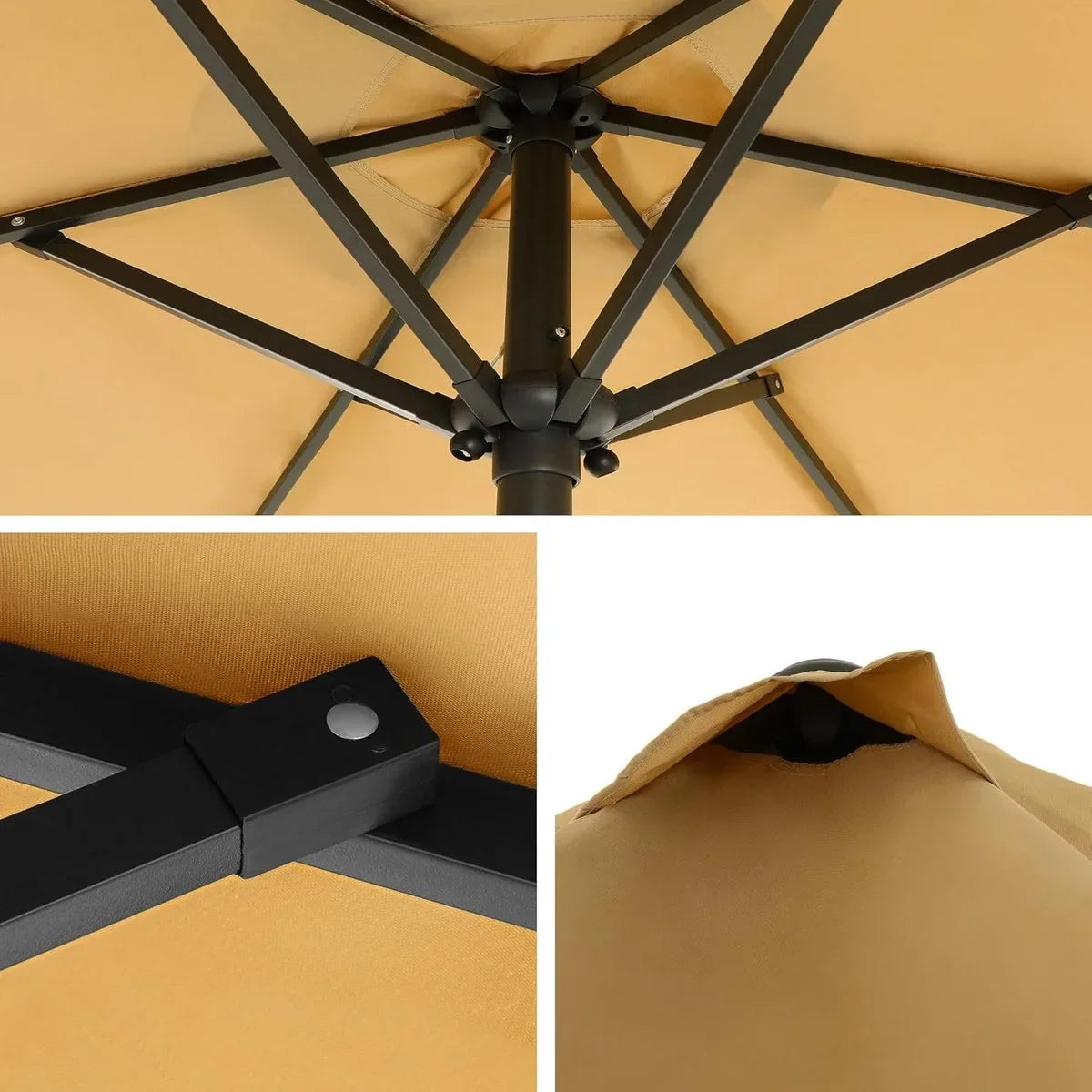 FurnStar - Parasol 210 cm - UPF 50+ - Strandscherm - Aan beide zijden 30° knikbaar - Zonwering - Met zwengel om te openen/sluiten - Voor terras, balkon, zwembad - Grijs – Taupe