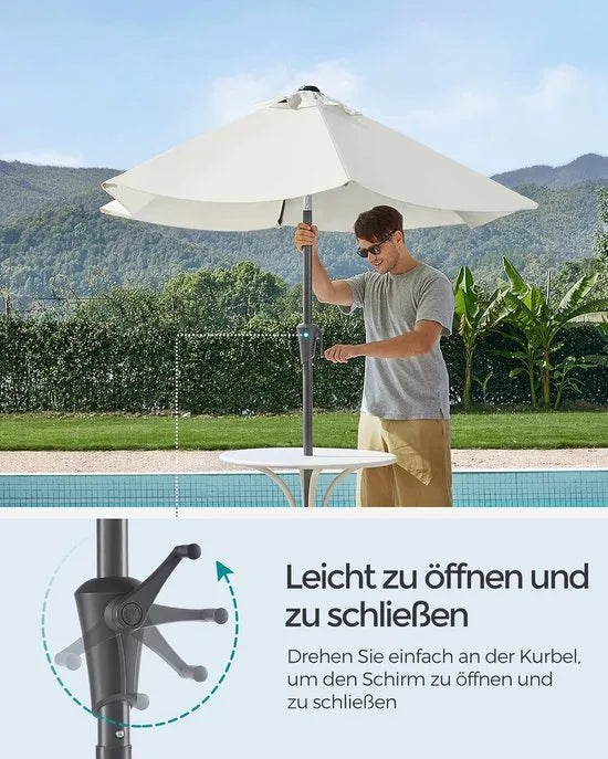 FurnStar - Parasol 210 cm - UPF 50+ - Strandscherm - Aan beide zijden 30° knikbaar - Zonwering - Met zwengel om te openen/sluiten - Voor terras, balkon, zwembad - Grijs – Beige