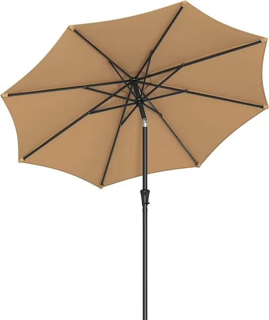 Furnstar - Parasol 340 cm - UPF 50+ zonwering - Strandscherm - Knikbaar aan beide zijden - Met zwengel om te openen/sluiten - Zonder standaard - Voor terras, balkon en zwembad - Beige – Taupe Parasol 270 cm Taupe