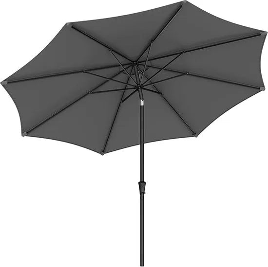 Furnstar - Parasol 340 cm - UPF 50+ zonwering - Strandscherm - Knikbaar aan beide zijden - Met zwengel om te openen/sluiten - Zonder standaard - Voor terras, balkon en zwembad - Beige – Grijs Parasol 340 cm Grijs