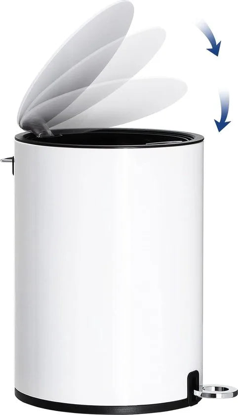 FurnStar - Pedaalemmer - Afvalbakmet deksel - toiletbak - 3L cosmeticabak - kleine afvalbak - soft close - uitneembare plastic binnenemmer - voor slaapkamer - kantoor - staal - wit