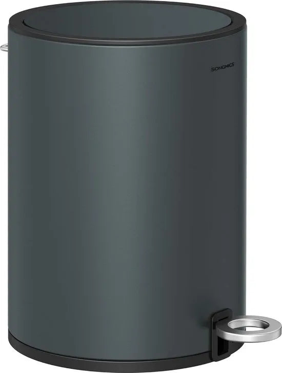 FurnStar - Pedaalemmer - Badkamerbak met deksel - toiletbak - 3L cosmeticabak - kleine afvalbak - soft close - uitneembare plastic binnenemmer - voor slaapkamer - kantoor - staal - zwart – Grijs