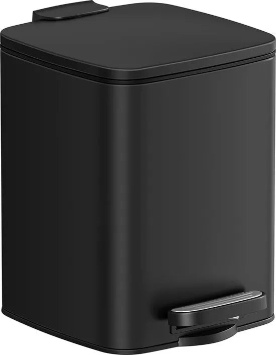 FurnStar - Pedaalemmer - Badkameremmer - Kleine afvalbak van 6 liter - Toiletemmer met pedaal voor kleine ruimtes - Soft-close deksel - Staal - Groen – Zwart Kleine afvalbak van 6 liter Zwart