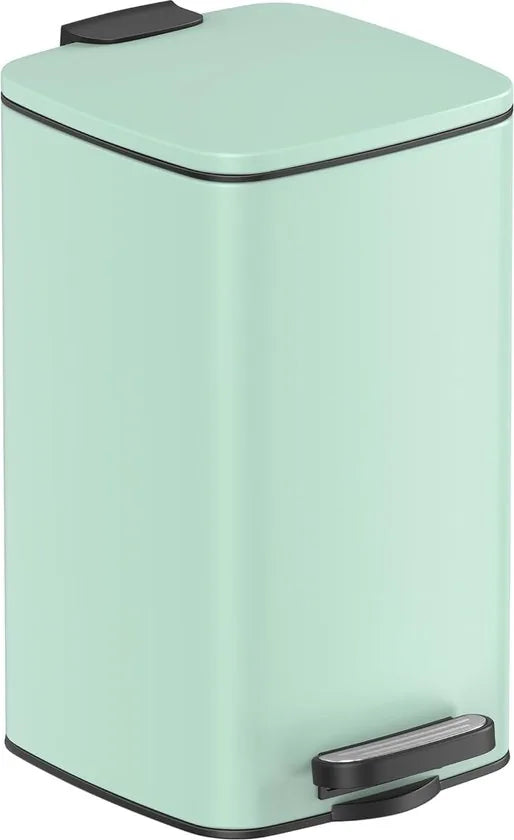 FurnStar - Pedaalemmer - Badkameremmer - Kleine afvalbak van 6 liter - Toiletemmer met pedaal voor kleine ruimtes - Soft-close deksel - Staal - Groen – Mint groen Kleine afvalbak van 8 liter groen