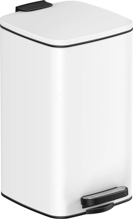 FurnStar - Pedaalemmer - Badkameremmer - Kleine afvalbak van 6 liter - Toiletemmer met pedaal voor kleine ruimtes - Soft-close deksel - Staal - Groen – Wit Kleine afvalbak van 8 liter wit