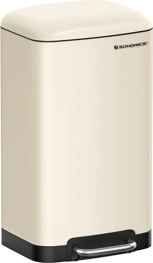 FurnStar - Pedaalemmer - Keuken Vuilnisbak van 30 liter (8 gallon) - Stalen pedaalemmer met deksel en binnenemmer - Soft Close - Groenachtig grijs – Wolk wit