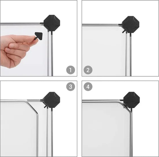 FurnStar - Reksysteem - schoenenrek - set van 12 kubussen - kledingkast van kunststof - met deuren - steekrek - opslag van kleding - schoenen en boeken - eenvoudige montage - zwart – Wit wit (0882)