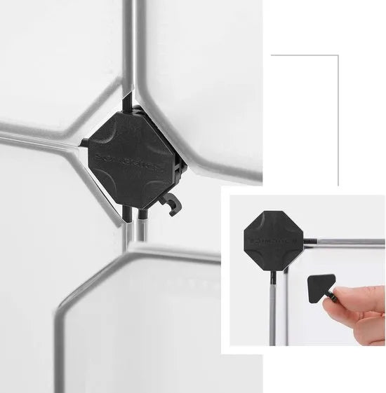 FurnStar - Reksysteem - schoenenrek - set van 12 kubussen - kledingkast van kunststof - met deuren - steekrek - opslag van kleding - schoenen en boeken - eenvoudige montage - zwart – Wit wit (0882)