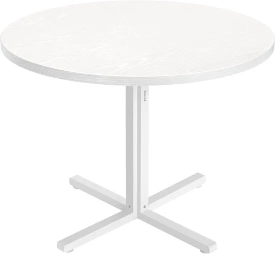 Furnstar Ronde Eettafel 80 cm – Eetkamertafel voor 2-4 Personen – Landelijke Stijl – Waterbestendig & Krasvast –Wit- Eiken – Wit