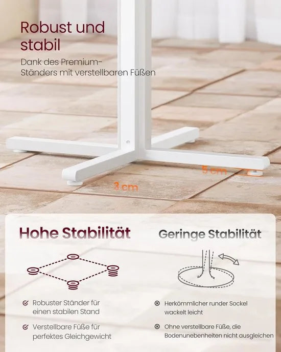 Furnstar Ronde Eettafel 80 cm – Eetkamertafel voor 2-4 Personen – Landelijke Stijl – Waterbestendig & Krasvast –Wit- Eiken
