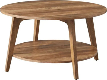 Furnstar Ronde Salontafel – Woonkamertafel met 2 Niveaus – Salontafel voor Woonkamer – Ø 80 cm – 45 cm Hoog – Eenvoudig te Monteren – Honingbruin – LCT243K41