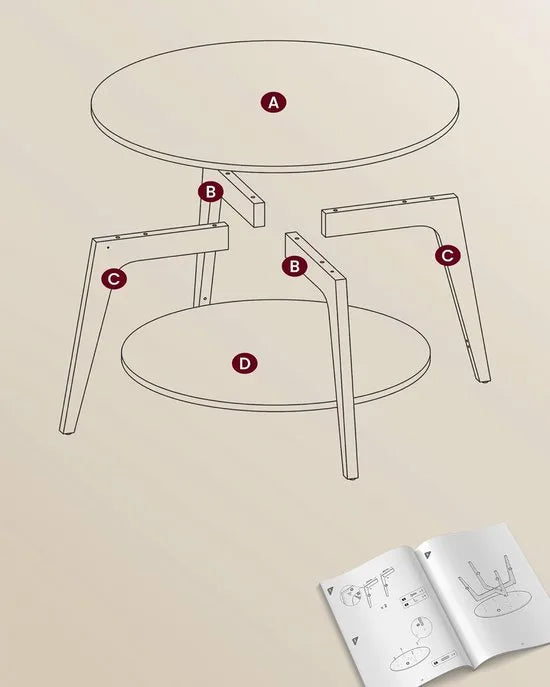 Furnstar Ronde Salontafel – Woonkamertafel met 2 Niveaus – Salontafel voor Woonkamer – Ø 80 cm – 45 cm Hoog – Eenvoudig te Monteren – Honingbruin – LCT243K41