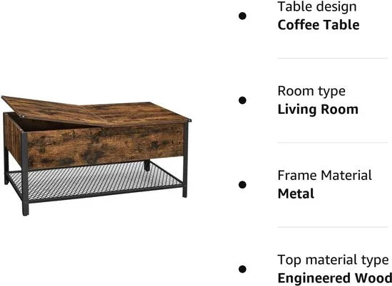 FurnStar - Salontafel - Opbergtafel - 100x55x47cm – Bruin